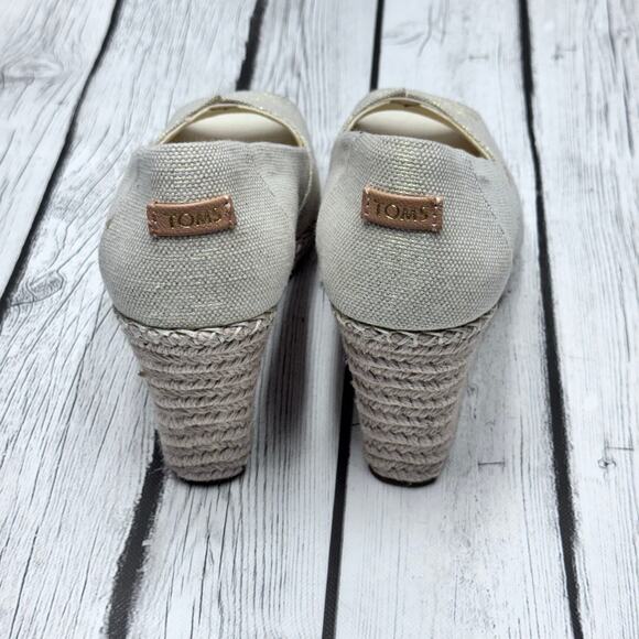 TOMS Women's Michelle Wedge Sandal, Natural Sparkle Size 9.5 - Picture 4 of 9